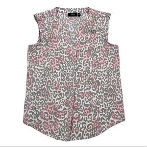 Apt. 9 Grey Pink Leopard Print Top Size XS